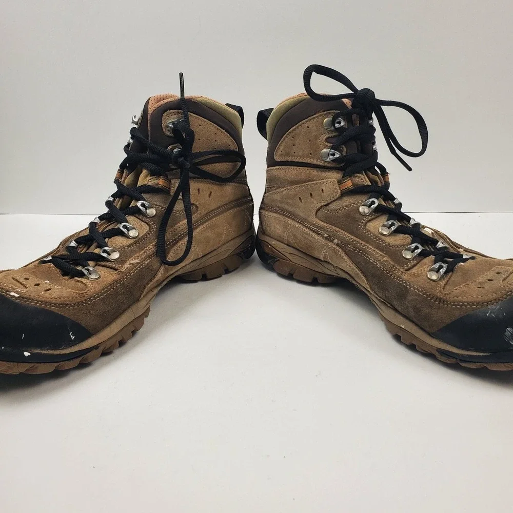 Asolo Hiking Boots Mens 9.5‎ Brown Nubuck Leather Vibram Sole Waterproof Camping